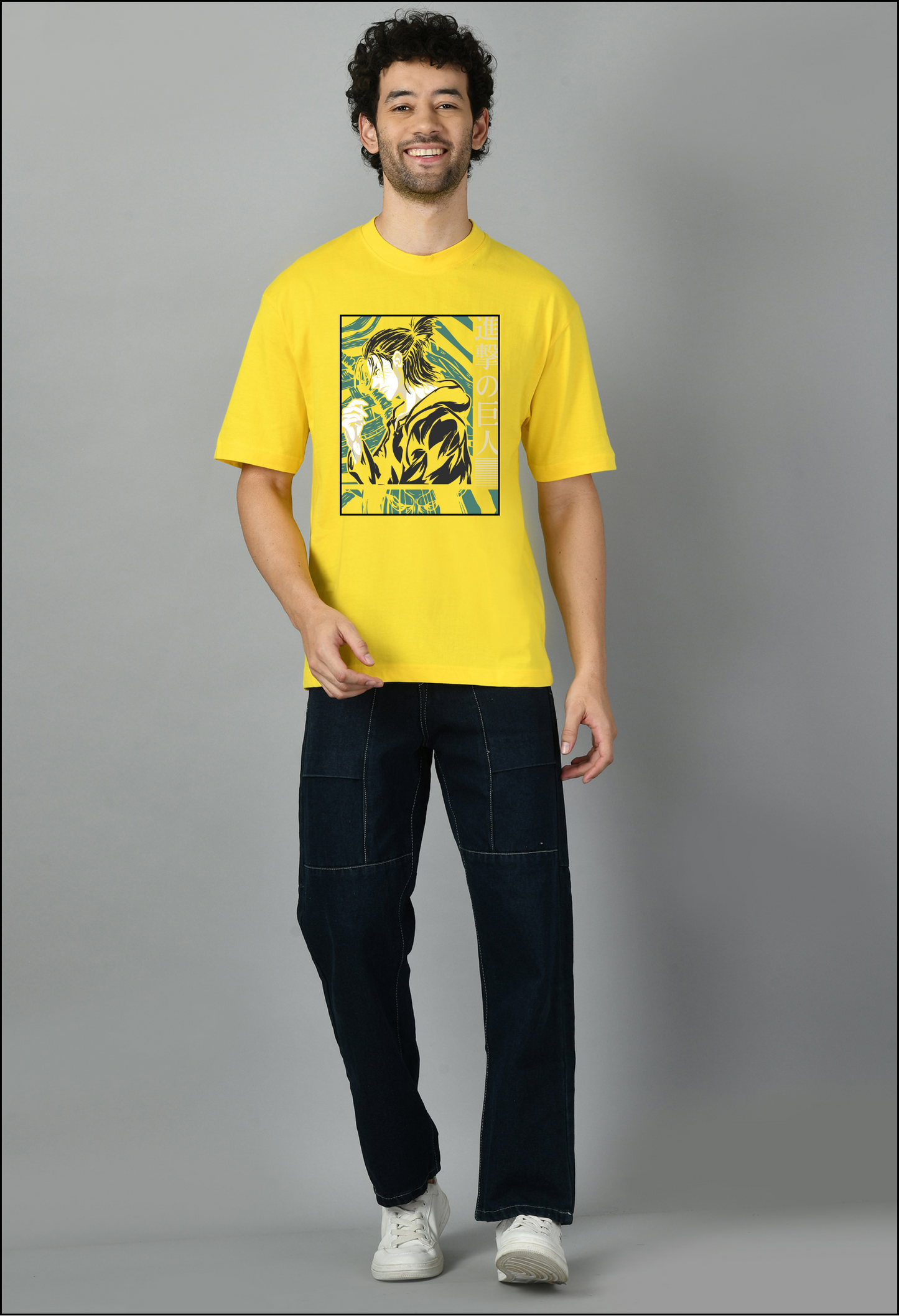 Cartoon Printed Round Neck Oversized Tshirt for Men