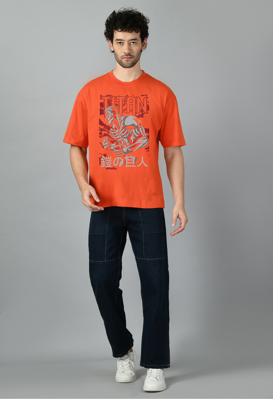 Anime Printed Attack on Titan Oversized Tshirt for Men