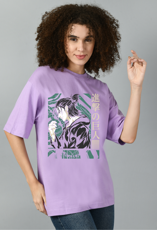 Women's Oversized Printed Anime Tshirt