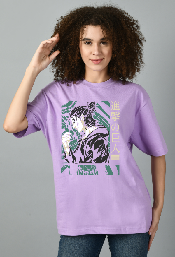 Women's Oversized Printed Anime Tshirt