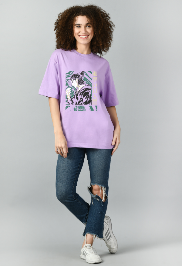 Women's Oversized Printed Anime Tshirt
