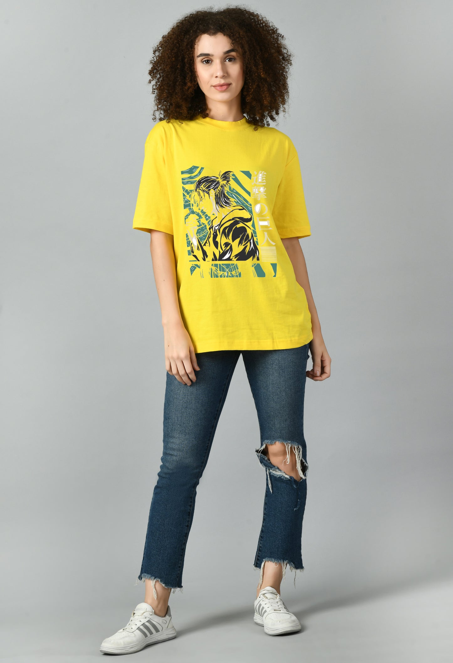 Women's Oversized Printed Anime Tshirt