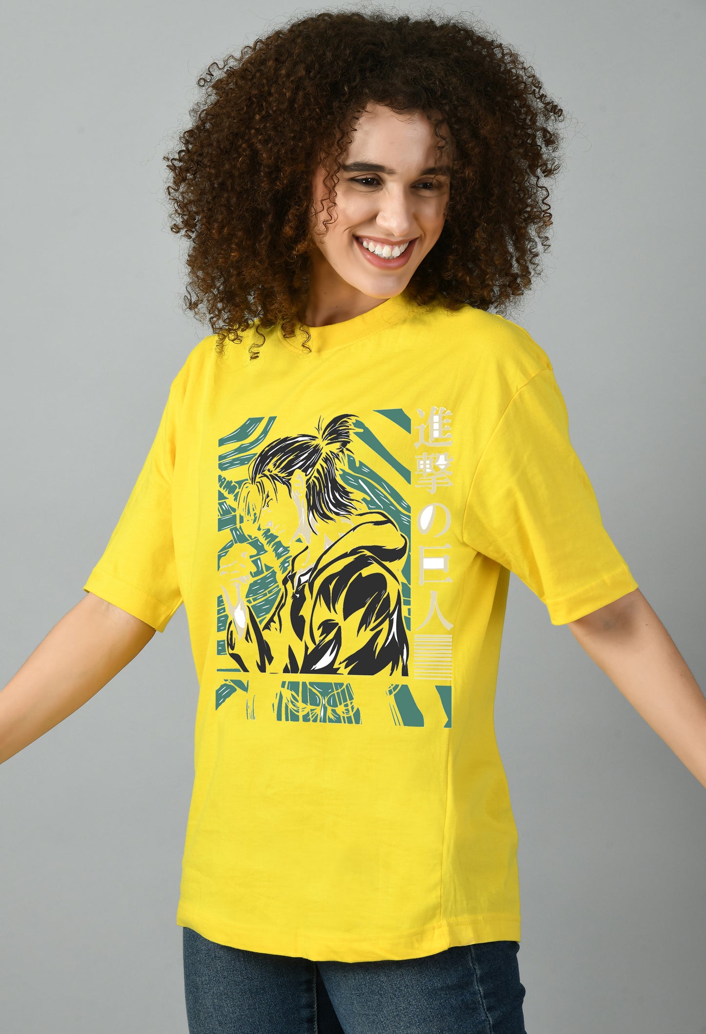 Women's Oversized Printed Anime Tshirt