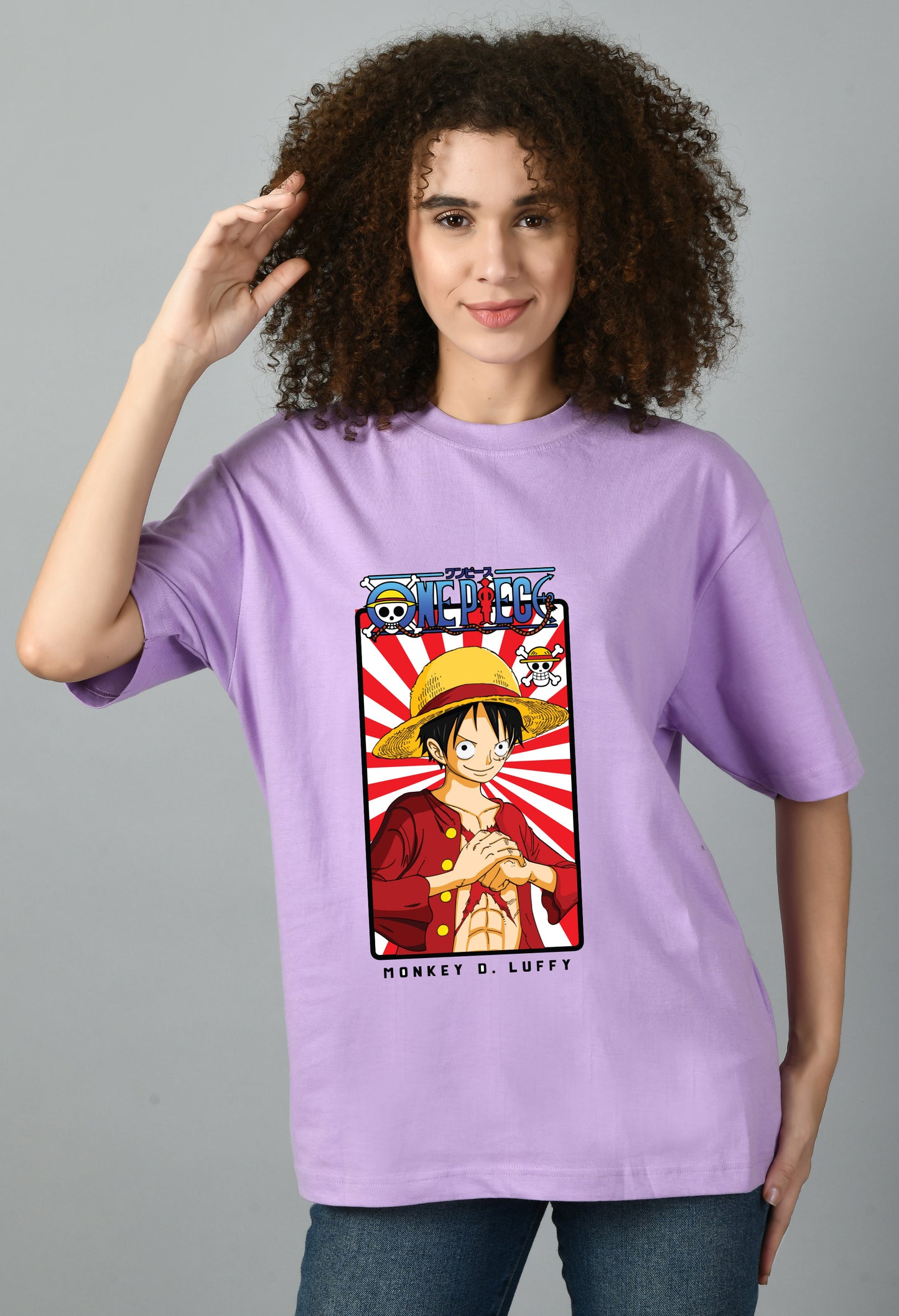Women's Oversized Printed Anime Tshirt