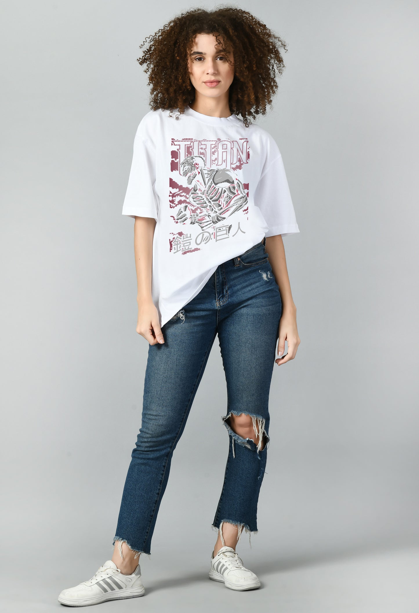 Women's Oversized Printed Anime Tshirt