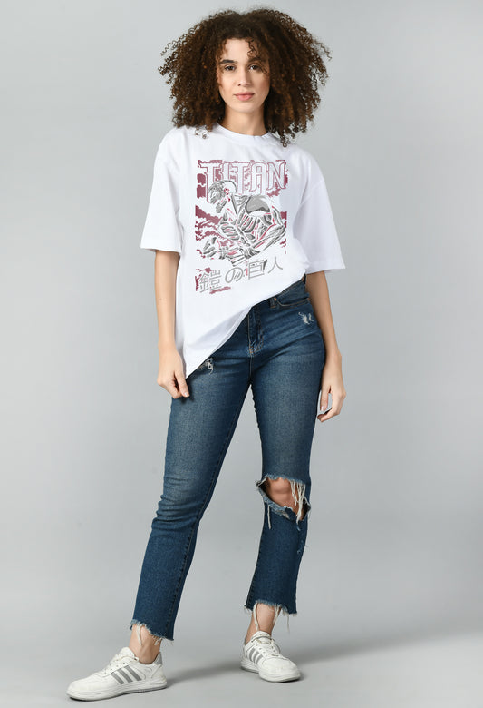 Women's Oversized Printed Anime Tshirt