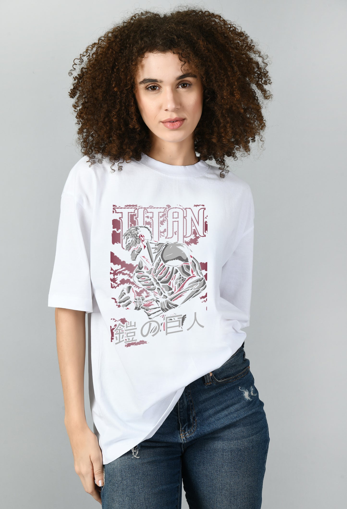Women's Oversized Printed Anime Tshirt