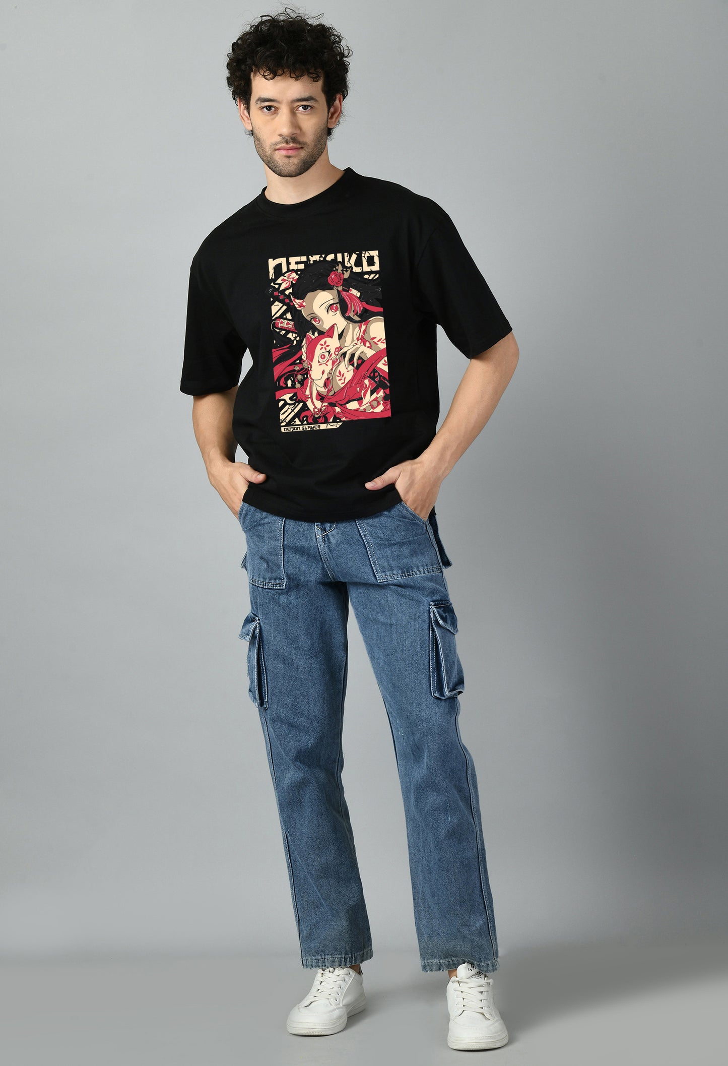 Men's Oversized Printed Anime Tshirt