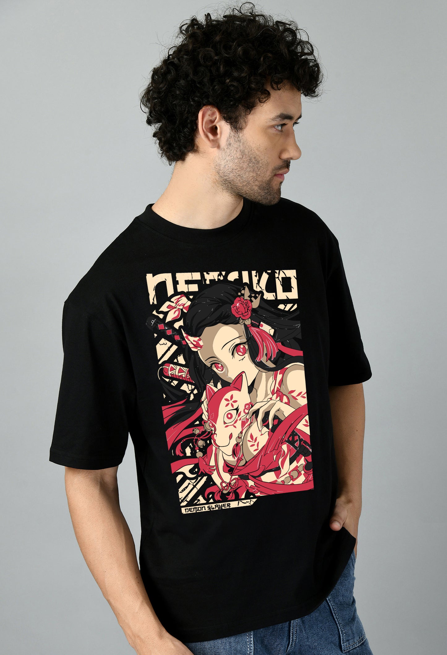 Men's Oversized Printed Anime Tshirt