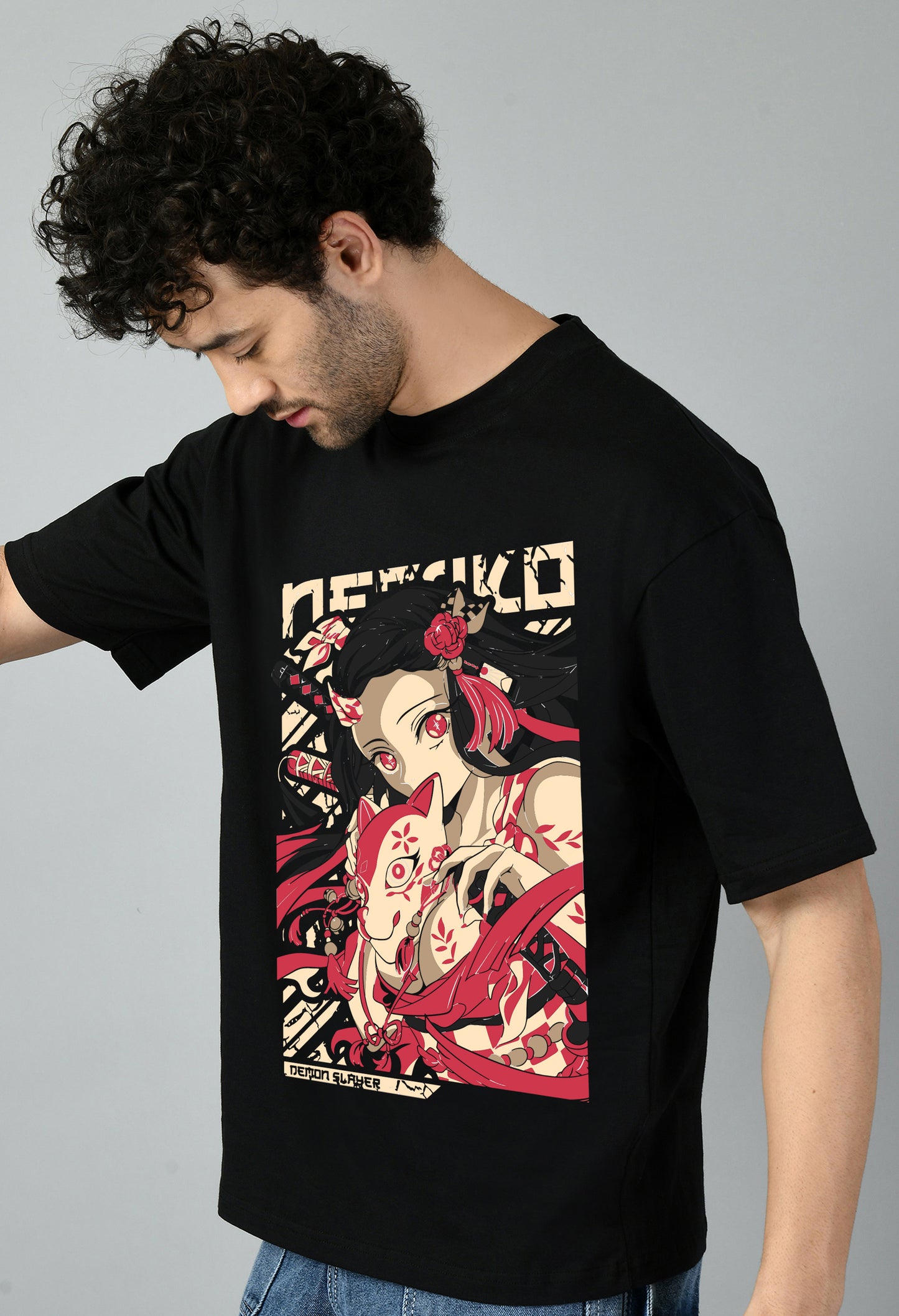 Men's Oversized Printed Anime Tshirt