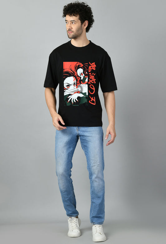 Men's Oversized Printed Anime Tshirt