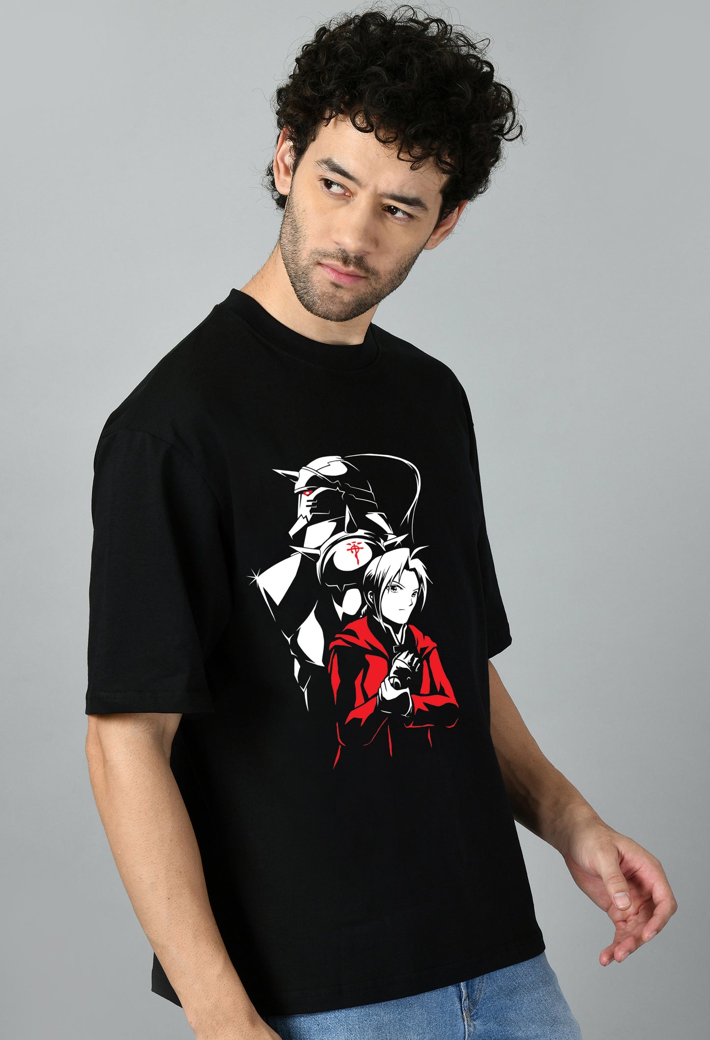 Men's Oversized Printed Anime Tshirt