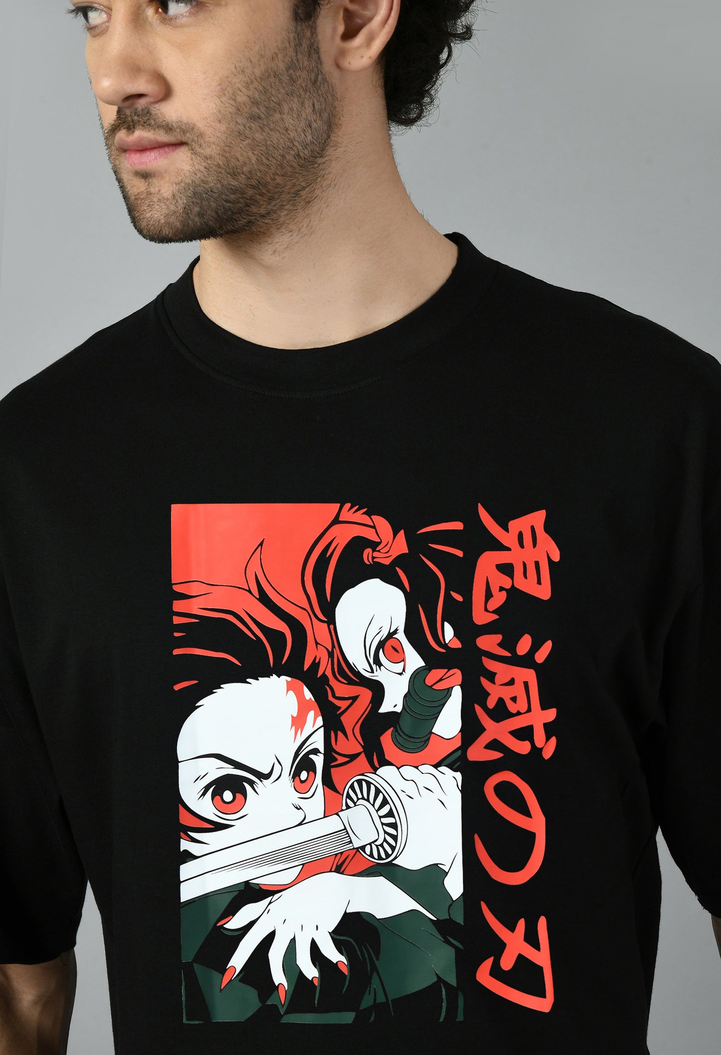 Men's Oversized Printed Anime Tshirt
