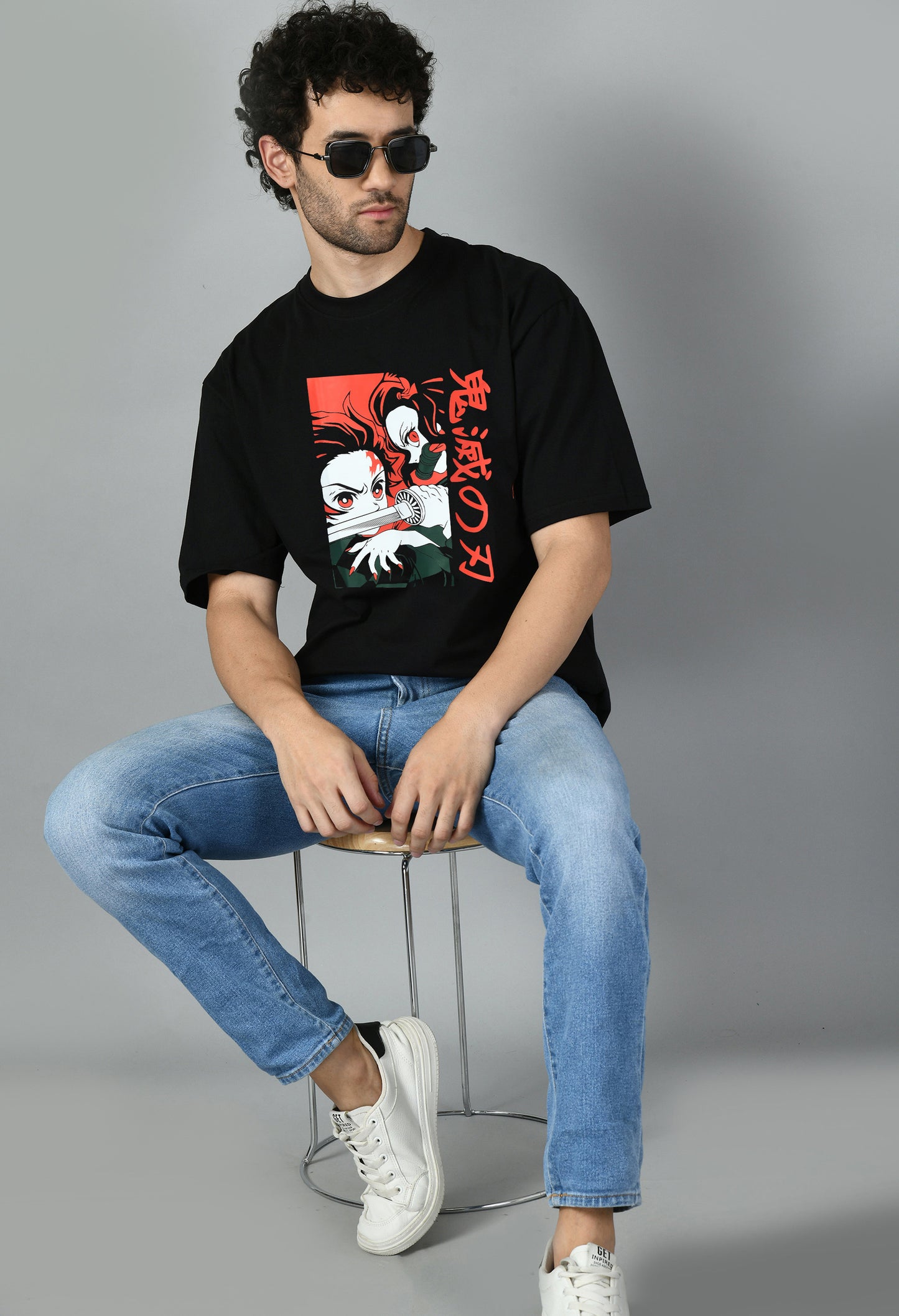 Men's Oversized Printed Anime Tshirt