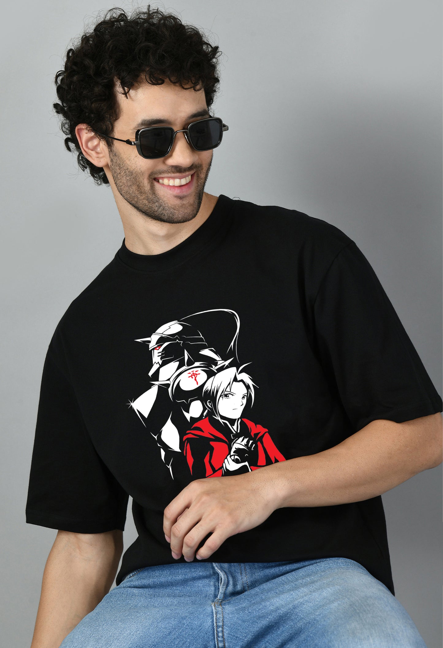 Men's Oversized Printed Anime Tshirt