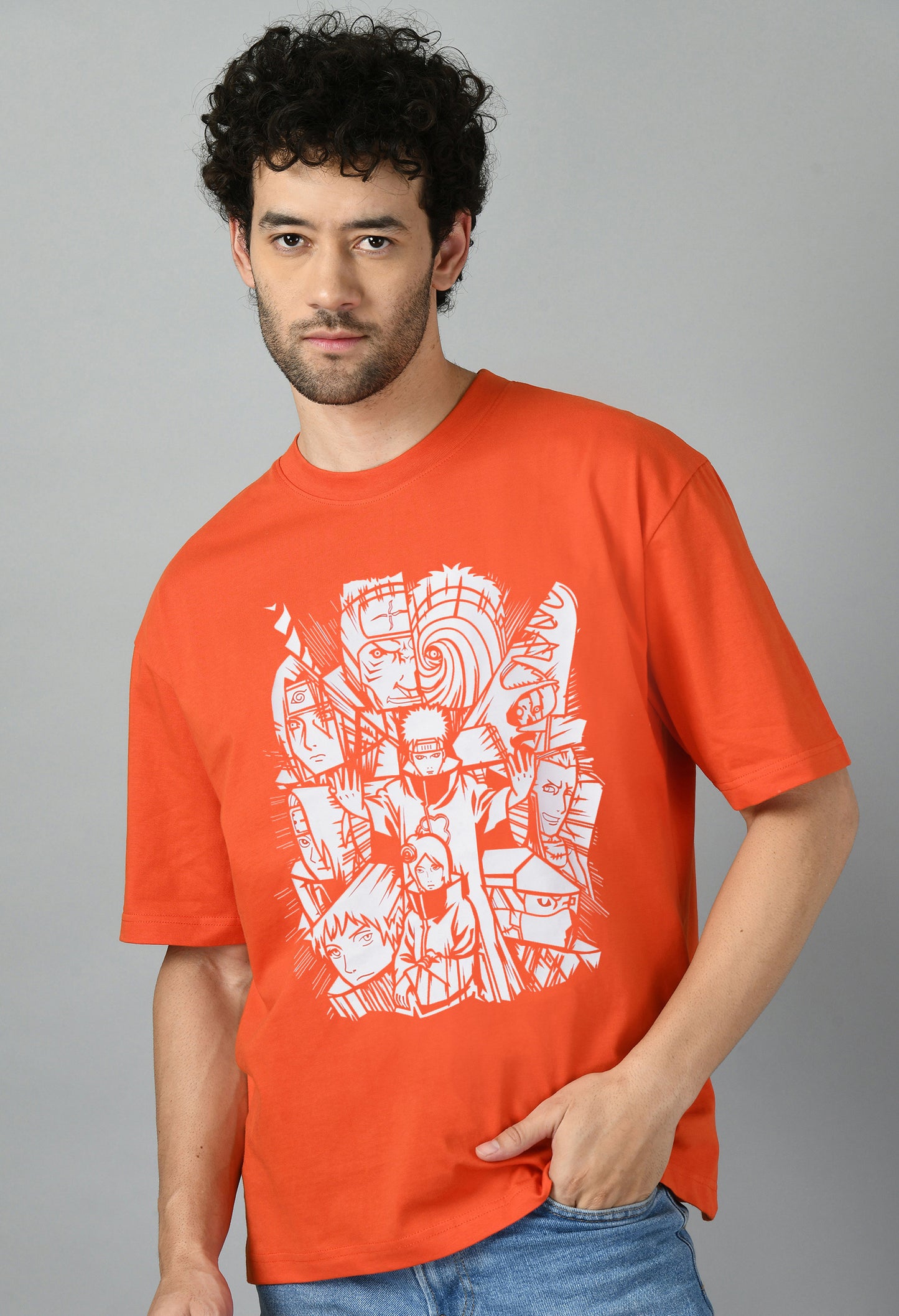 Men's Oversized Printed Anime Tshirt