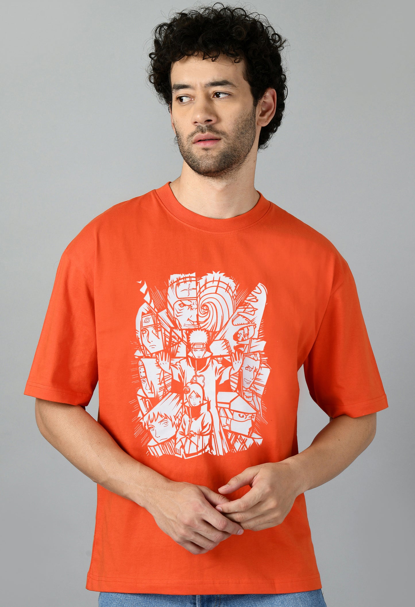 Men's Oversized Printed Anime Tshirt