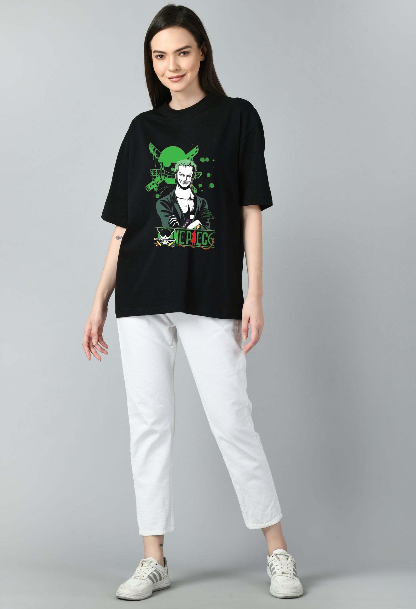 Women's Oversized Printed Anime Tshirt