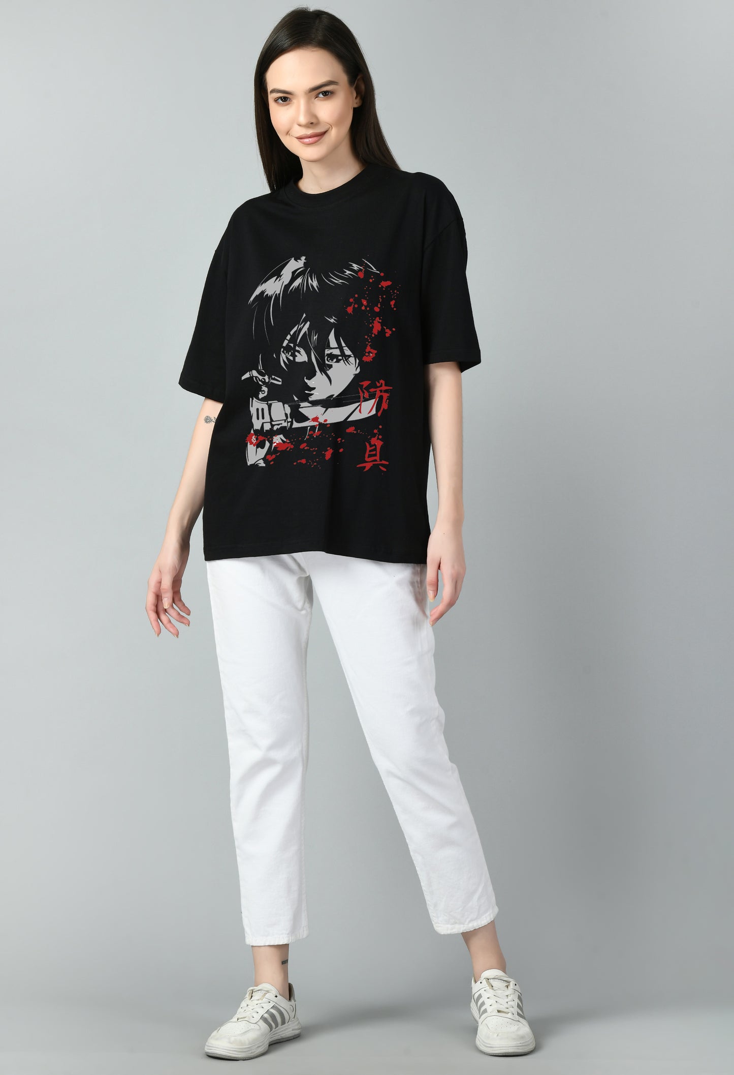Women's Oversized Printed Anime Tshirt