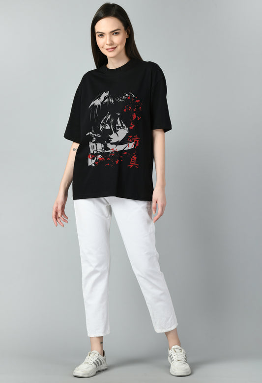 Women's Oversized Printed Anime Tshirt