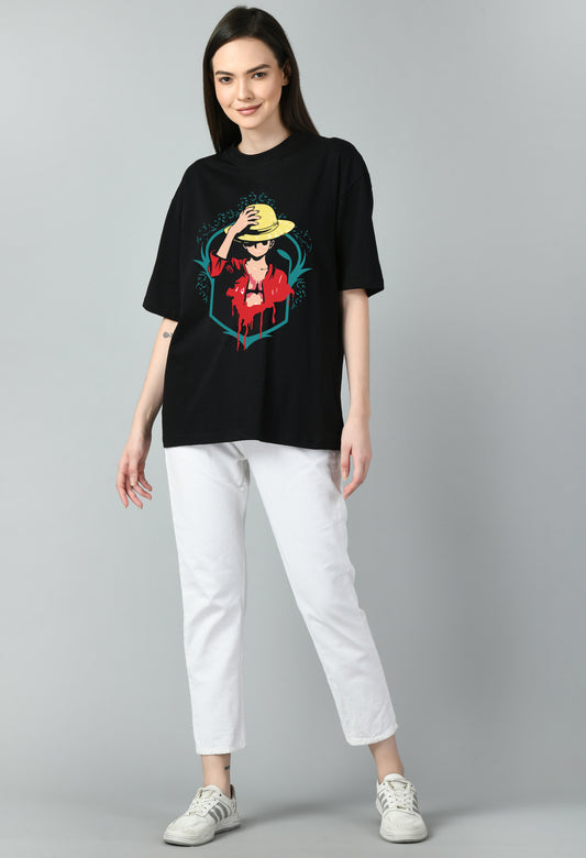 Women's Oversized Printed Anime Tshirt