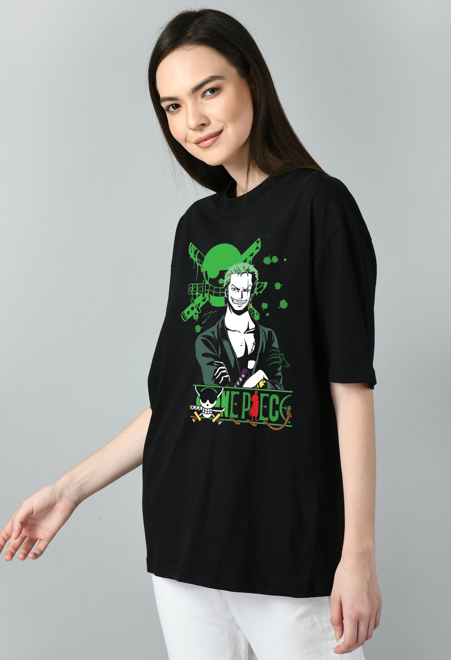 Women's Oversized Printed Anime Tshirt