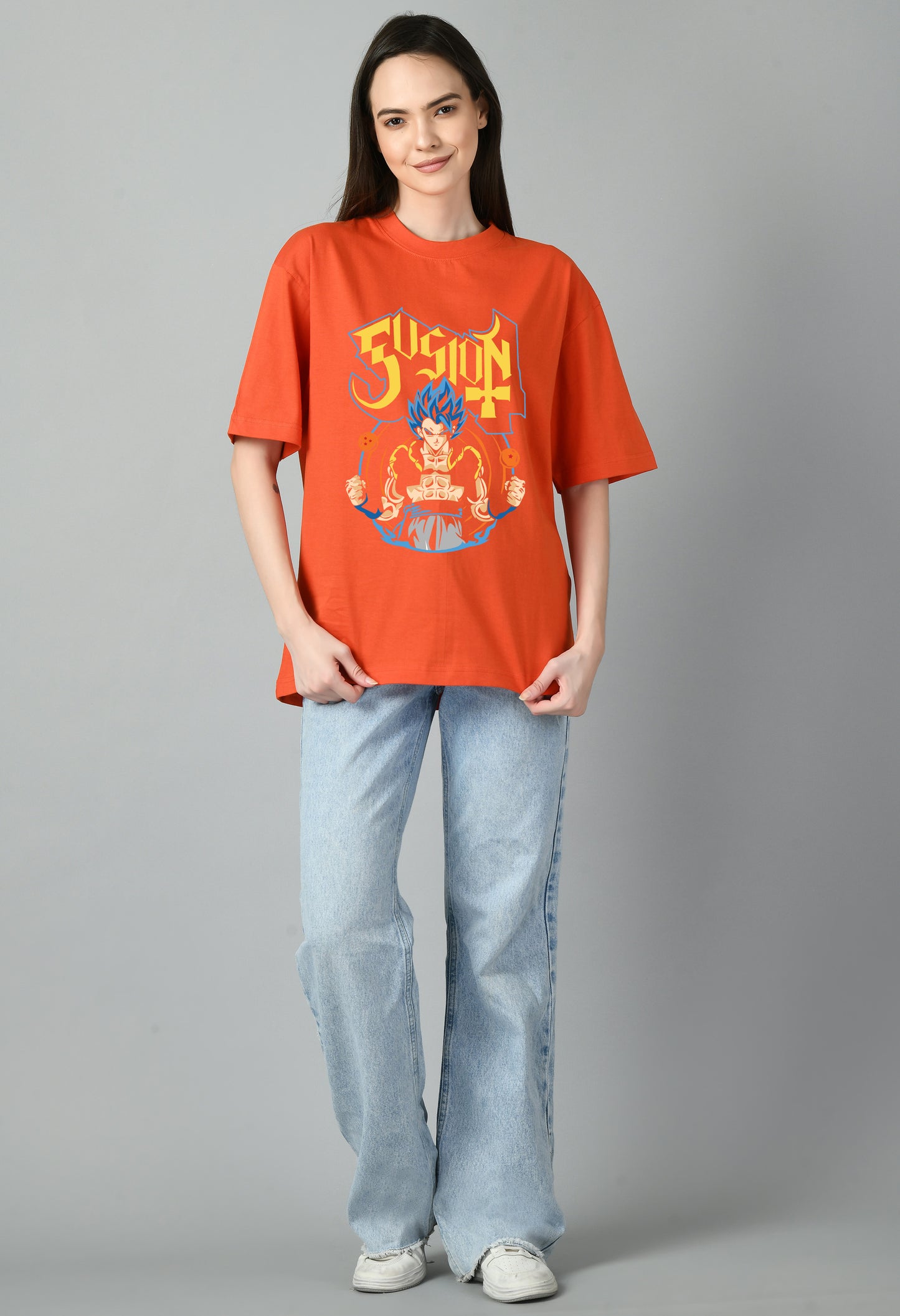 Women's Oversized Printed Anime Tshirt