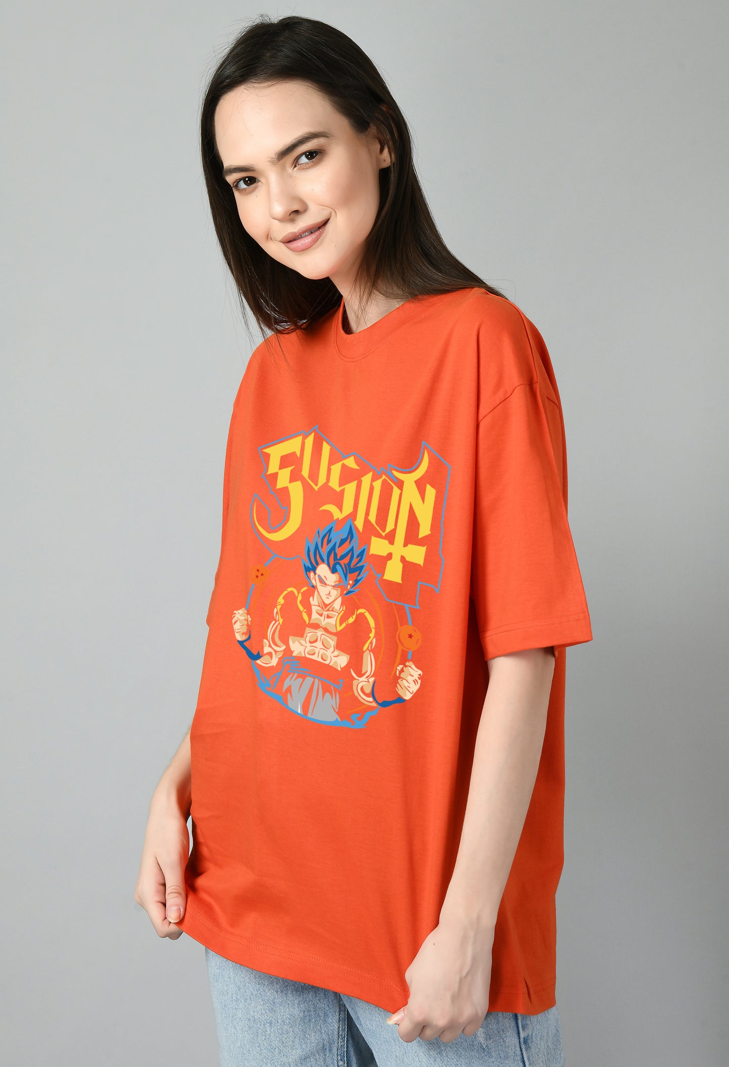 Women's Oversized Printed Anime Tshirt
