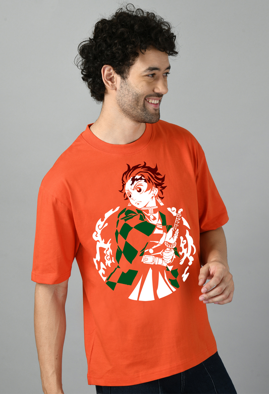 Tanjiro Mascara Demon Slayer Oversized Tshirt for Men