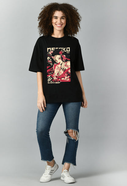 Women's Oversized Printed Anime Tshirt