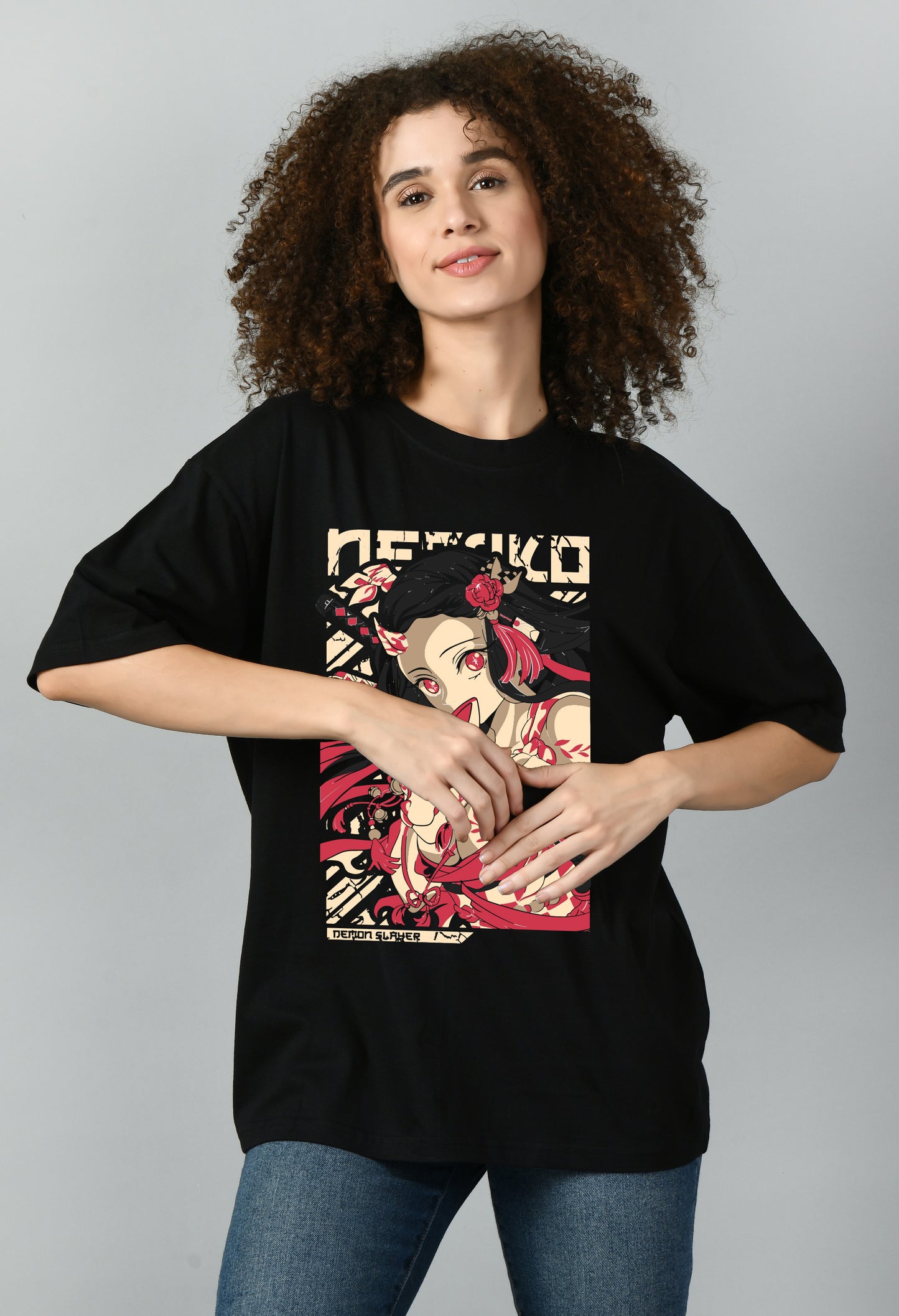 Women's Oversized Printed Anime Tshirt