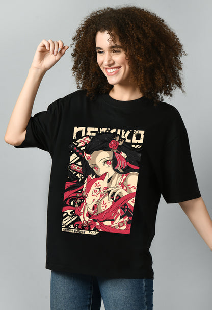 Women's Oversized Printed Anime Tshirt