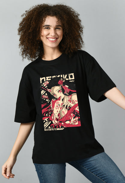 Women's Oversized Printed Anime Tshirt