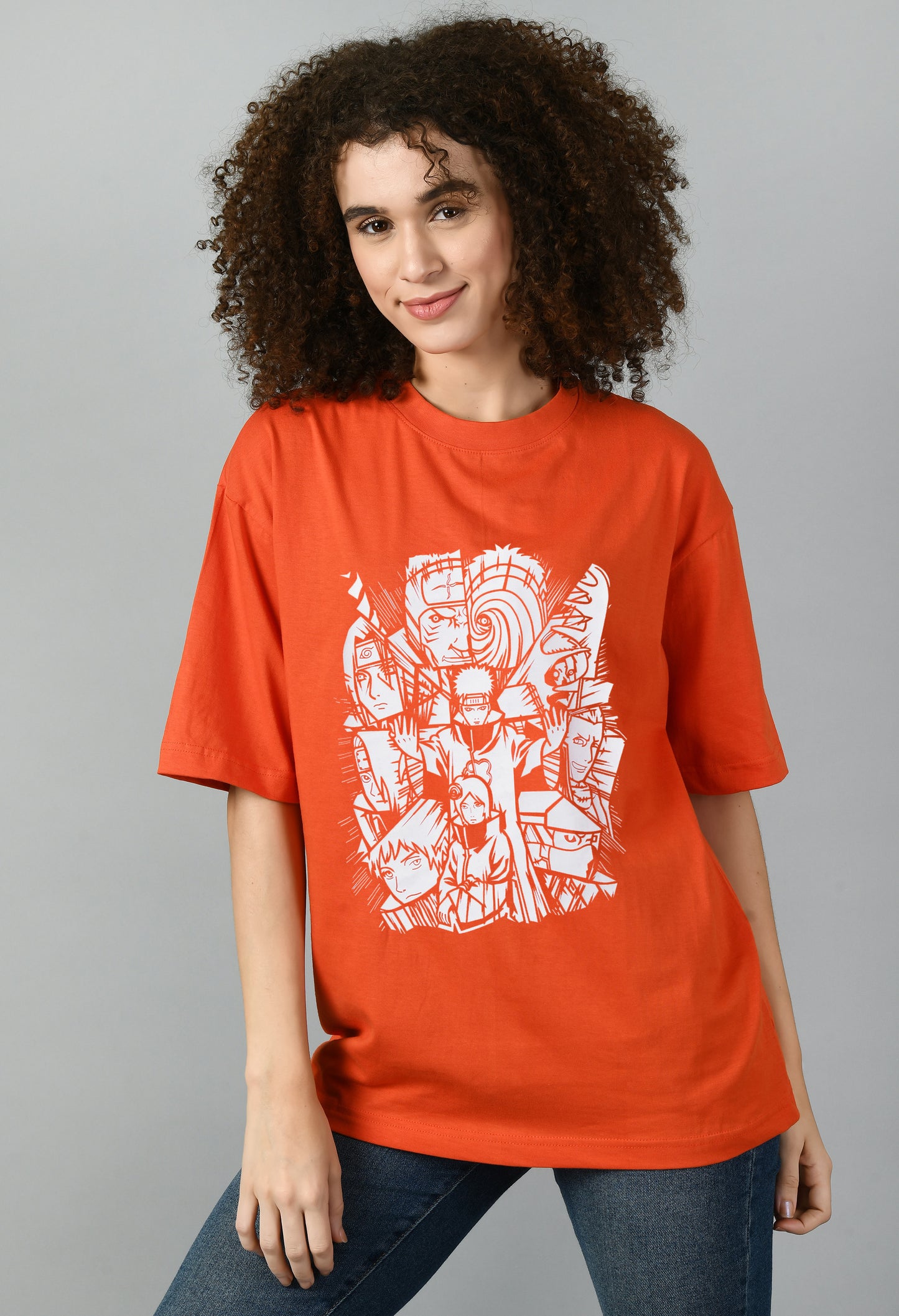 Women's Oversized Printed Anime Tshirt