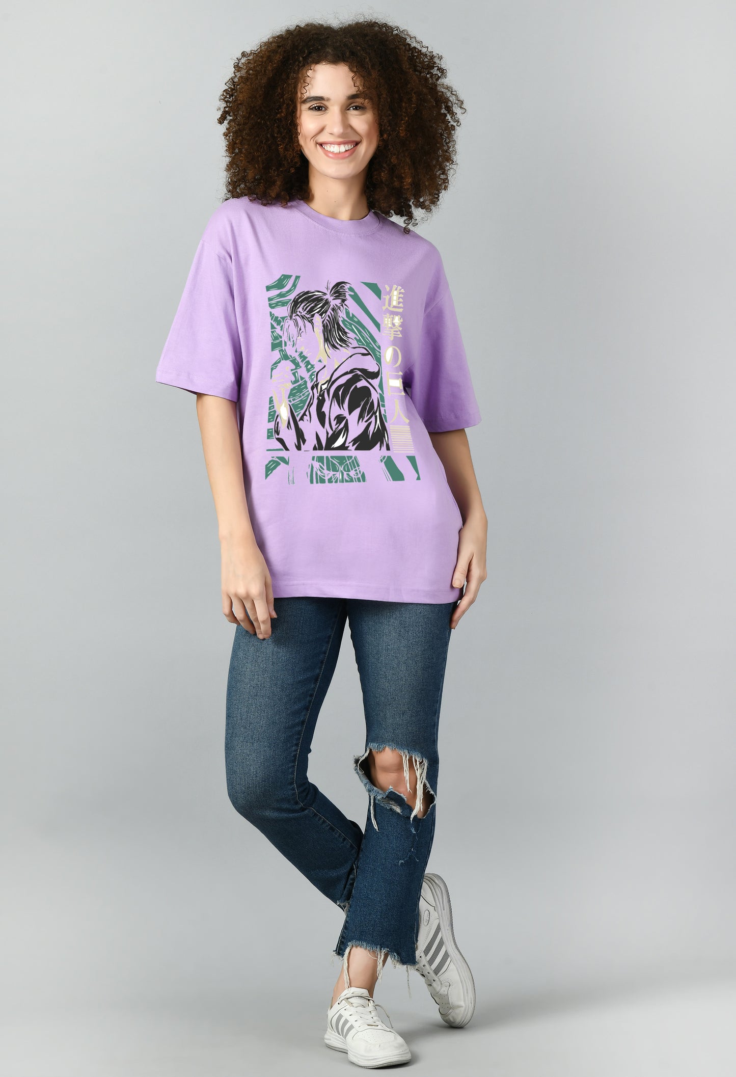 Women's Oversized Printed Anime Tshirt