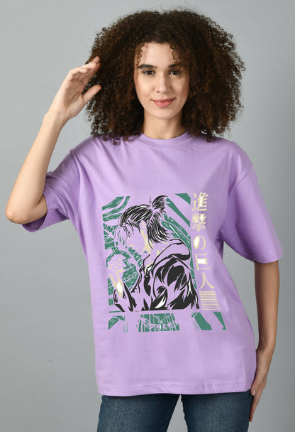 Women's Oversized Printed Anime Tshirt