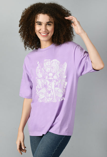 Women's Oversized Printed Anime Tshirt