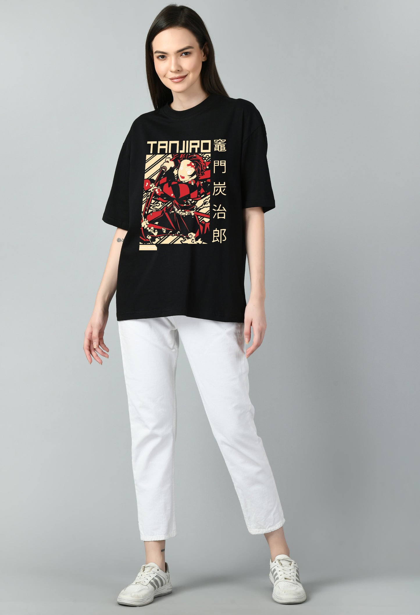 Women's Oversized Printed Anime Tshirt