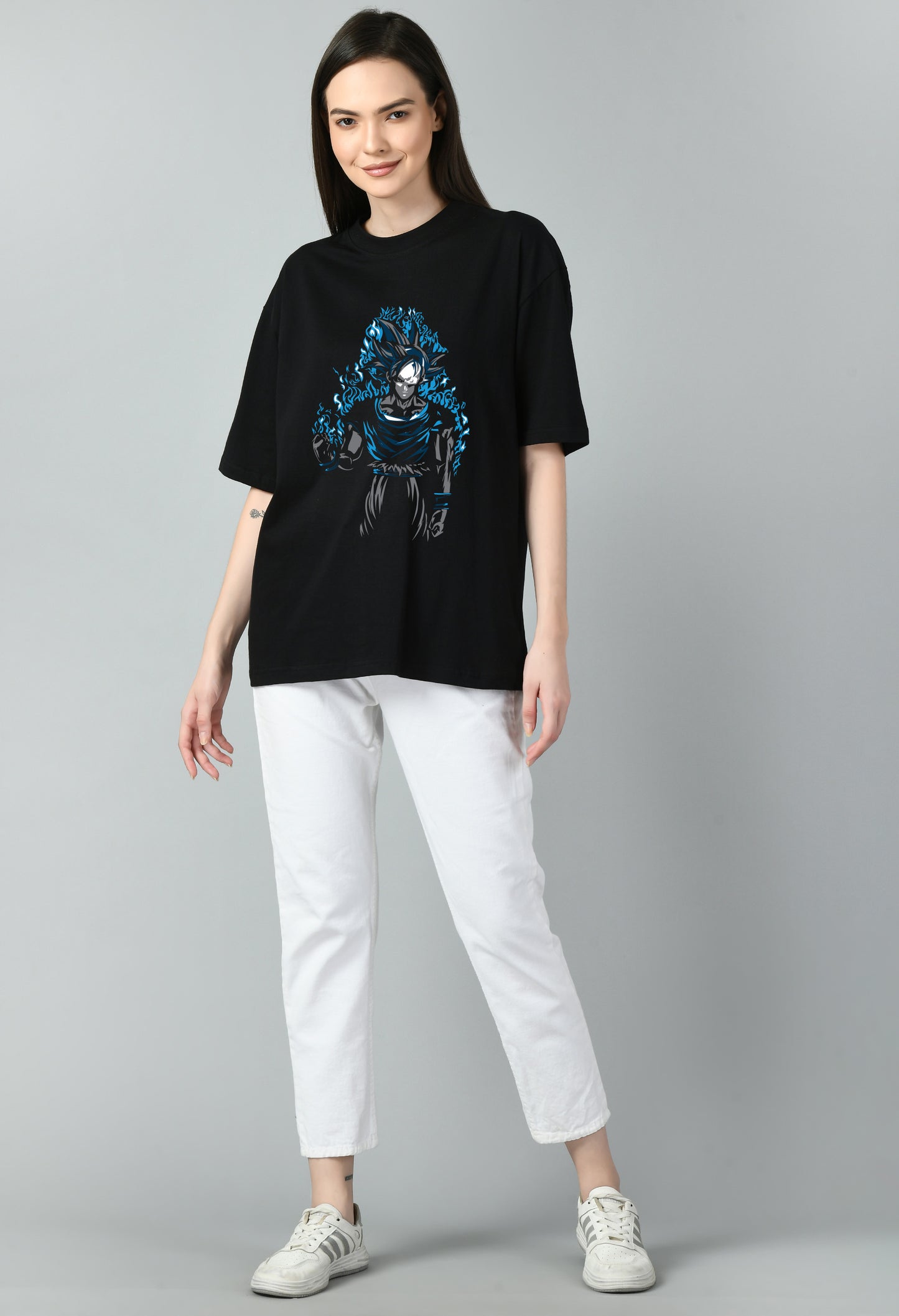 Women's Oversized Printed Anime Tshirt