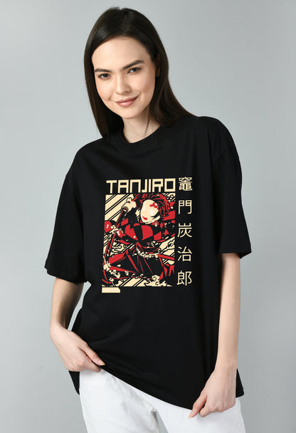 Women's Oversized Printed Anime Tshirt