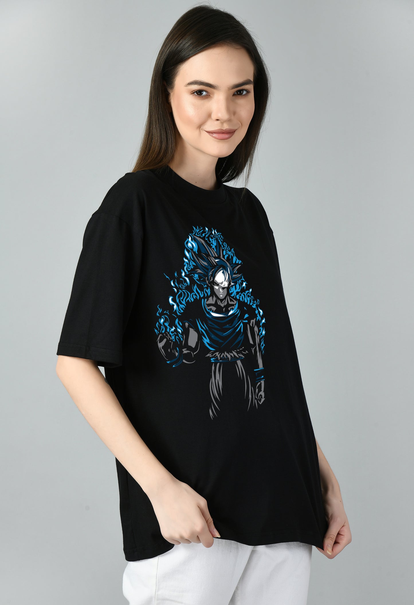 Women's Oversized Printed Anime Tshirt