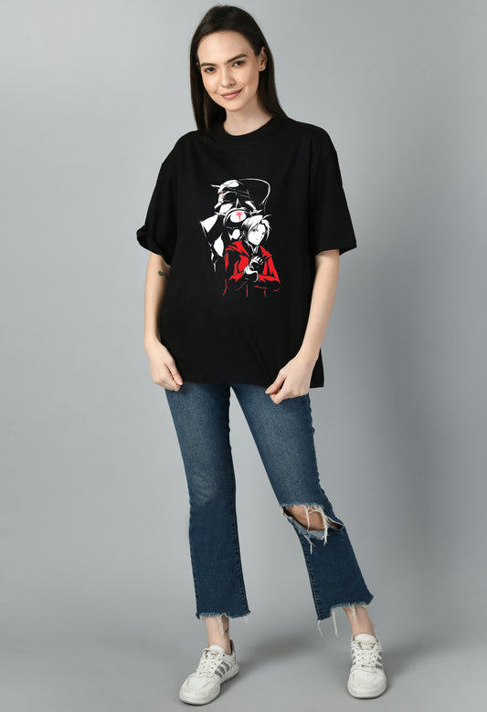 Women's Oversized Printed Anime Tshirt