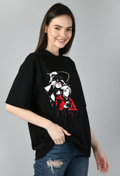 Women's Oversized Printed Anime Tshirt