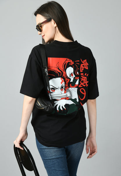 Women's Oversized Printed Anime Tshirt