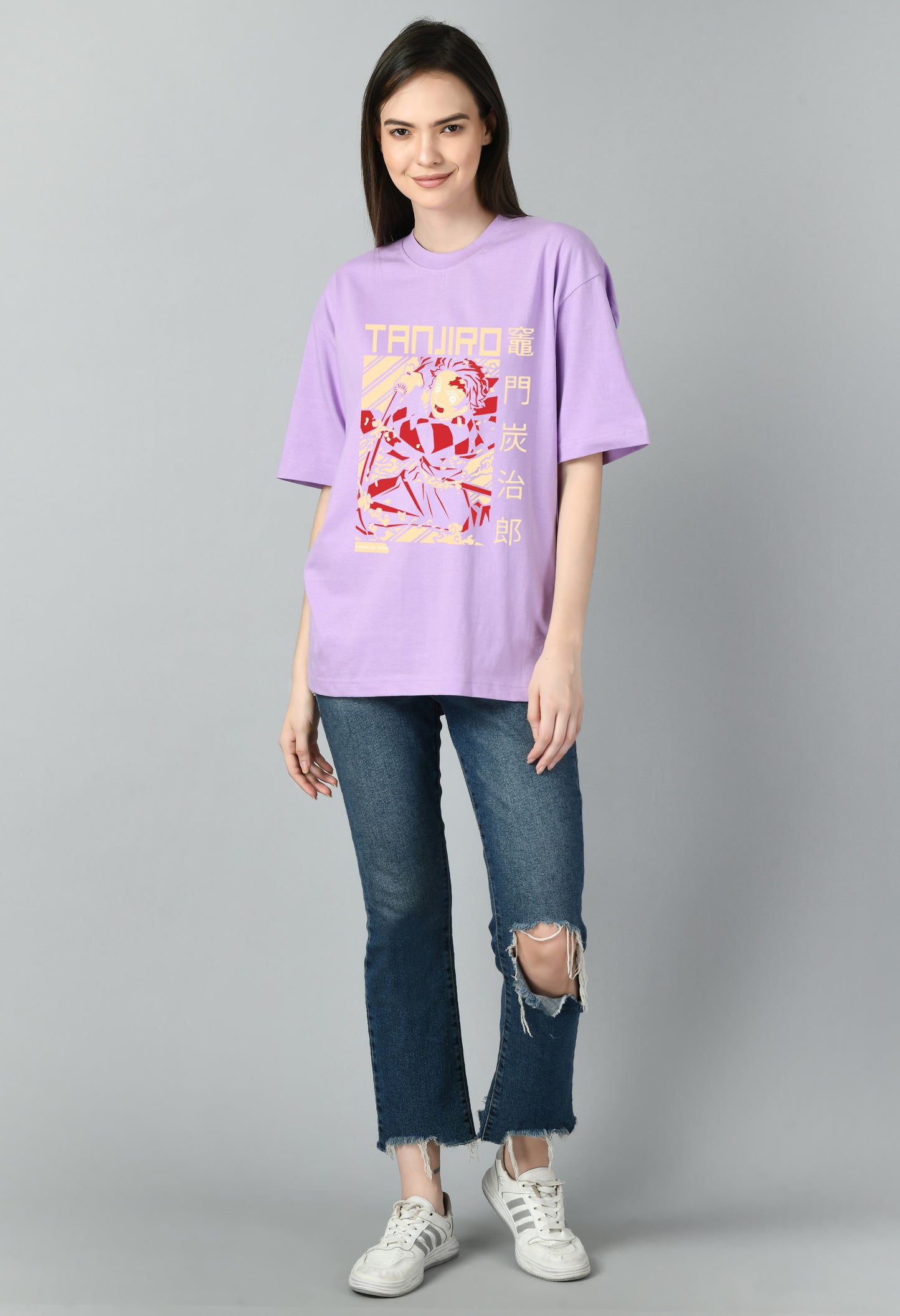 Women's Oversized Printed Anime Tshirt