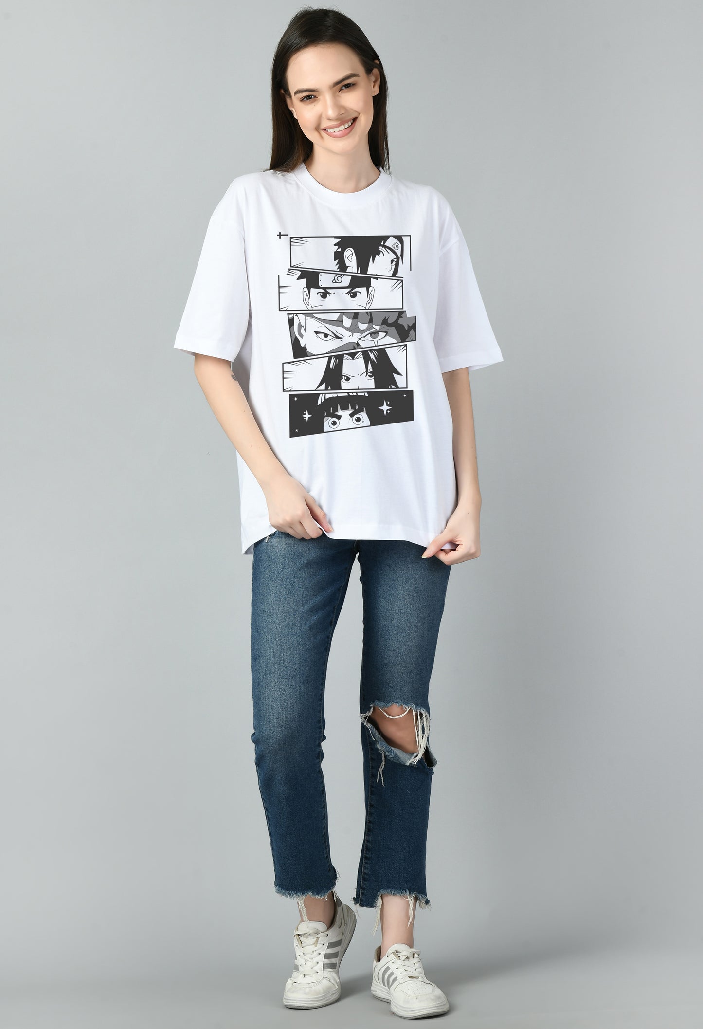 Women's Oversized Printed Anime Tshirt